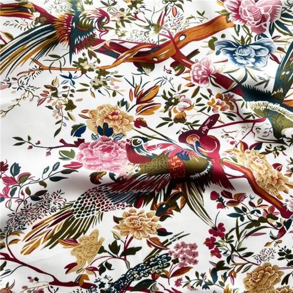 Lightweight Satin Scarves Large Capacity White Floral - Picture 6 of 6